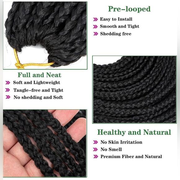 Pack of 6x Micro Box Braids Crochet Hair, 30 inch, Extra Long Pre-looped Crochet - Picture 3 of 6